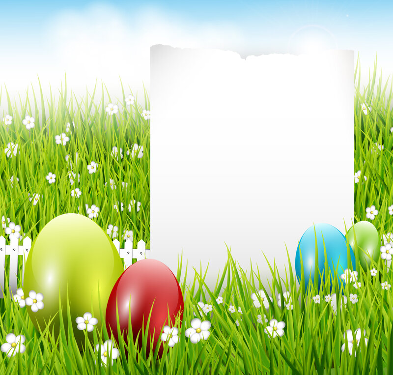 Easter Eggs in Grass — Green, Cheerful