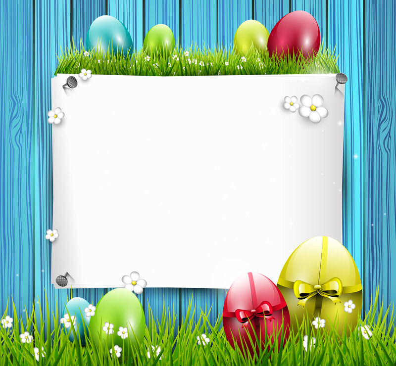 Easter Eggs in Grass — Green, Festive, Spring, Digital Art