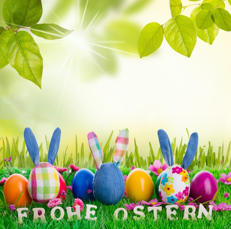 Easter Eggs in Grass — Green, Festive, Spring, Photograph, Bunnies