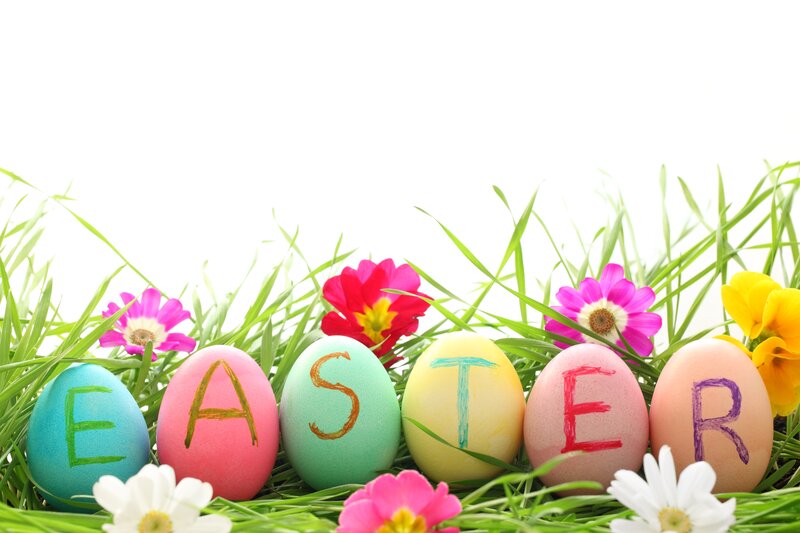 Easter Eggs in Grass — Green, Festive, Spring, Photograph, Flowers
