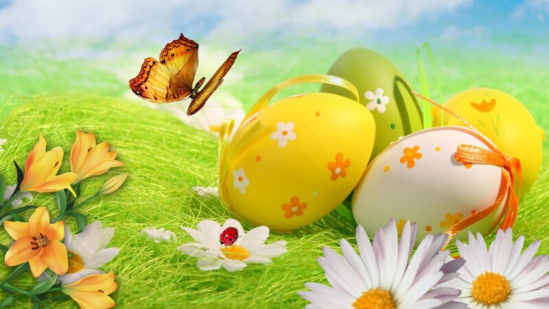 Easter Eggs in Grass — Green