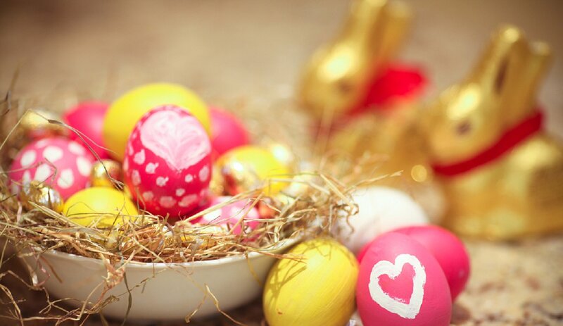 Easter Eggs in Nest — Yellow, Festive, Photograph