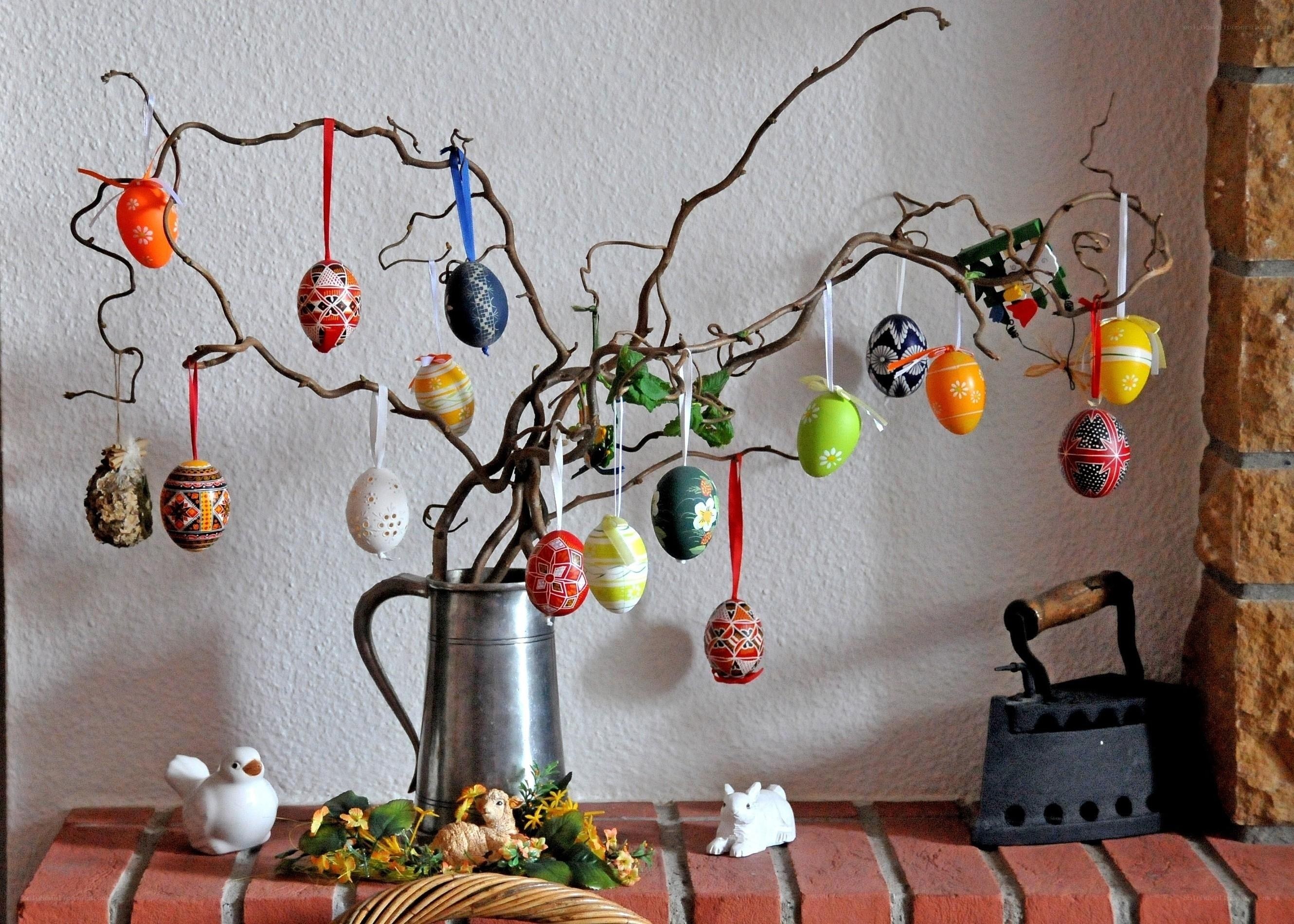 Easter eggs on a branch display