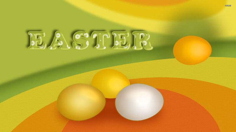 Easter Eggs on Colorful Surface