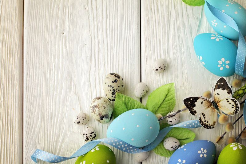 Easter Eggs on Wood — Blue