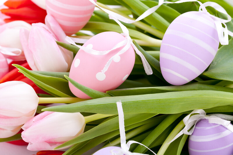 Easter Eggs with Tulips