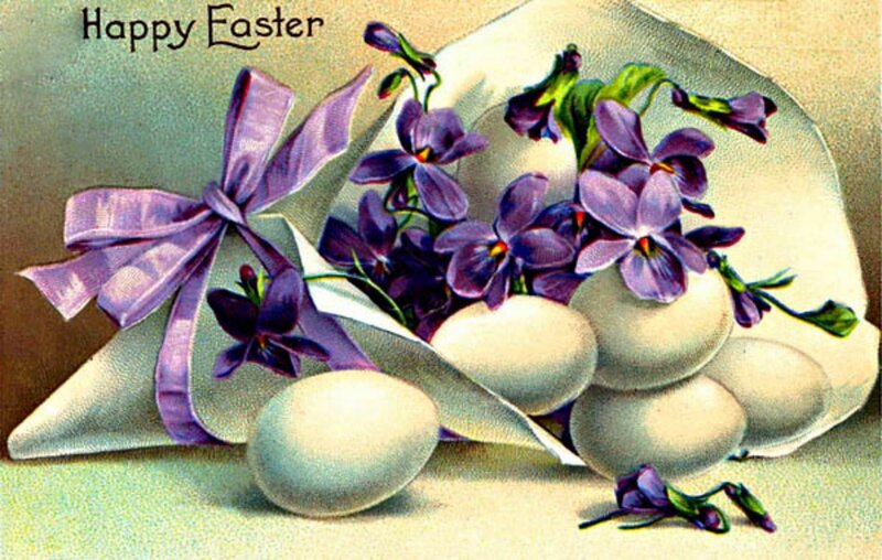 Easter Eggs with Violets