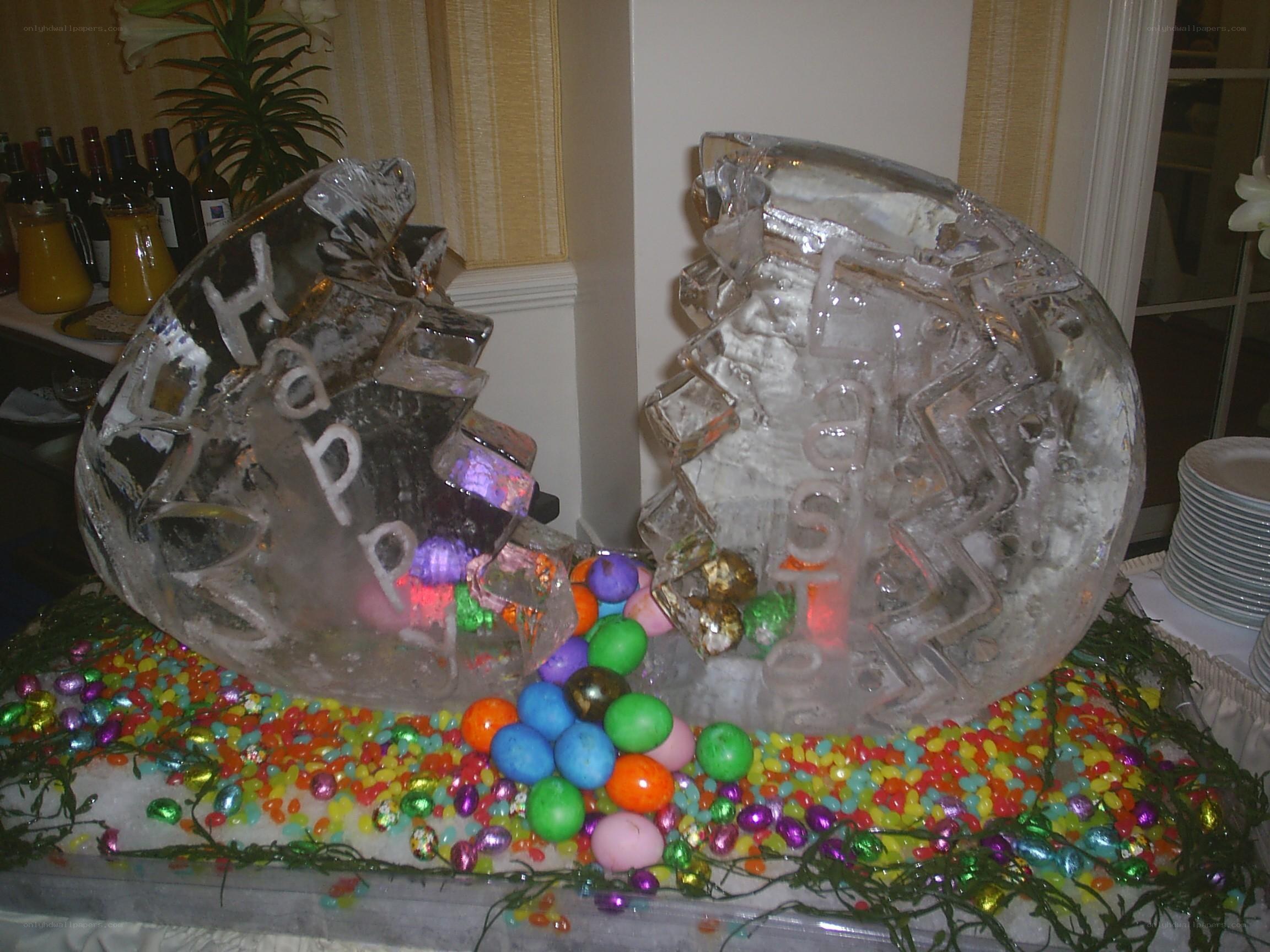 Easter ice sculpture display