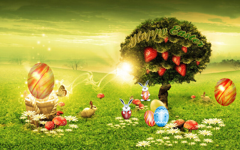 Easter Scene with Bunnies