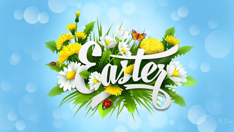 Easter Text with Flowers