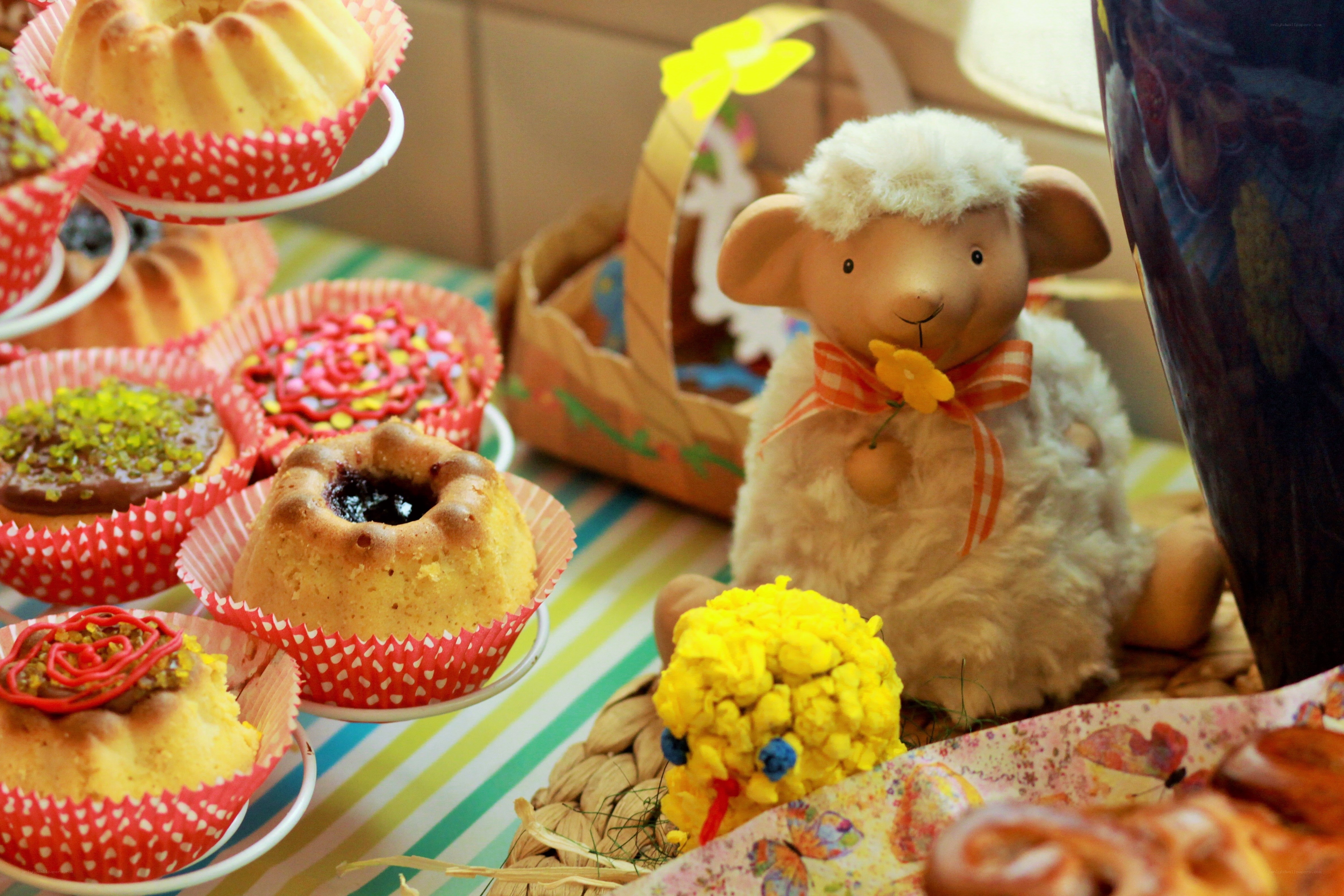 Easter treats and lamb figurine