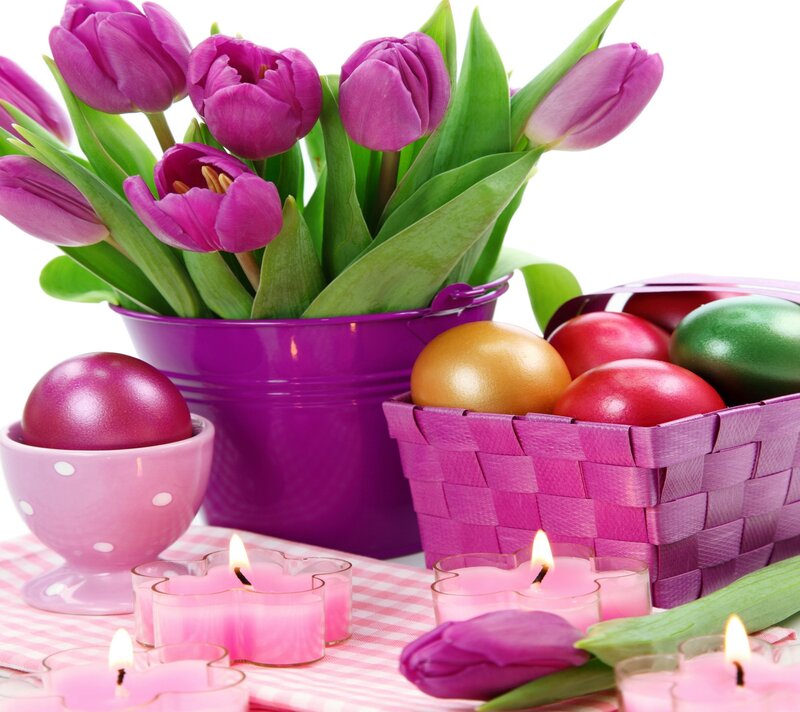 Easter tulips and candles