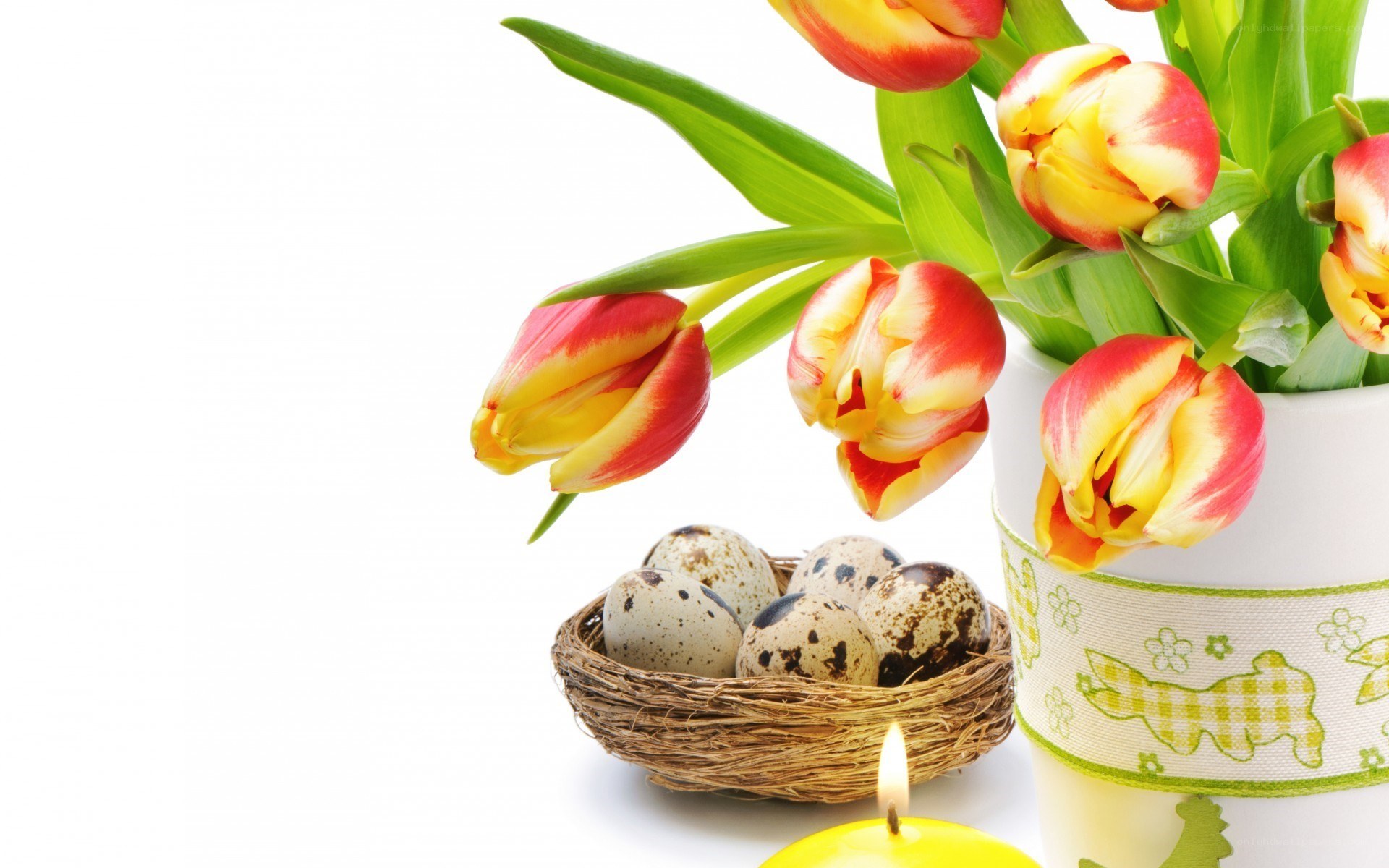 Easter tulips and eggs