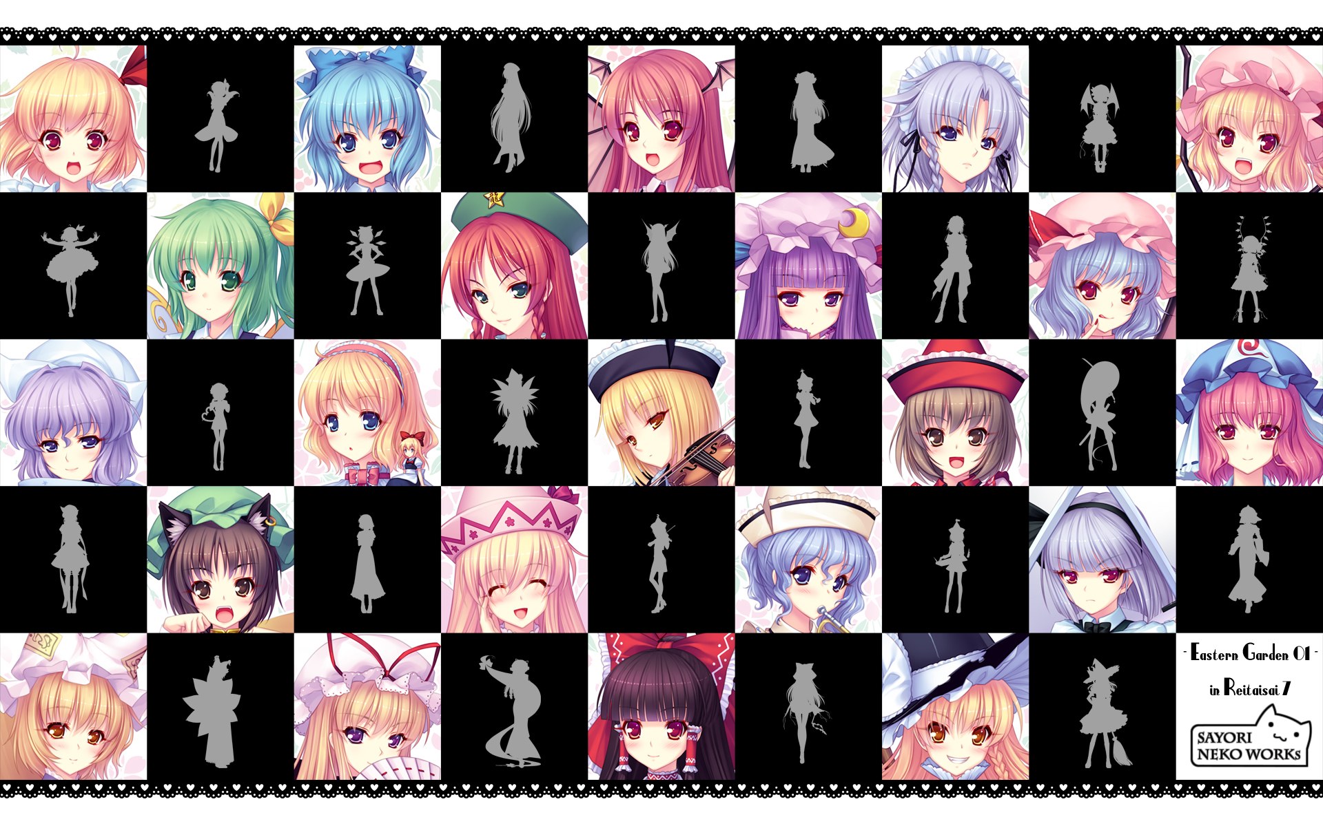 Eastern Garden characters grid
