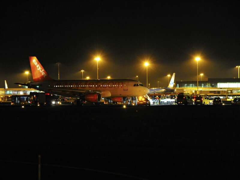 EasyJet Airplane at Night