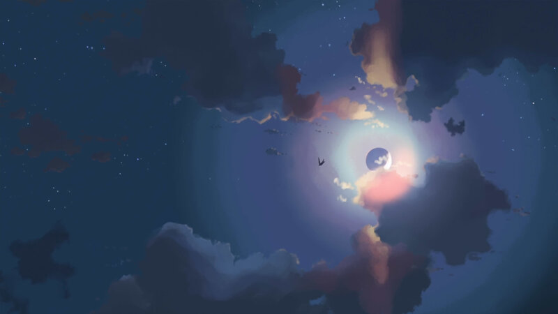 Eclipse in Cloudy Sky — Blue