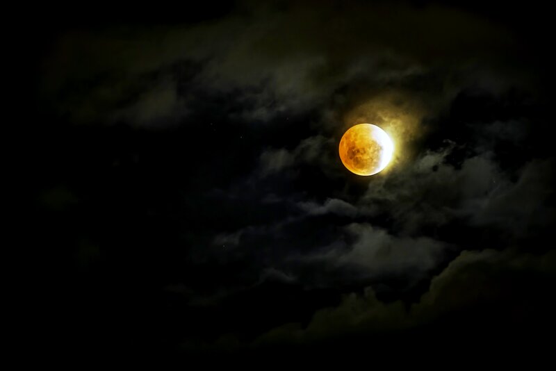 Eclipse Moon in Clouds