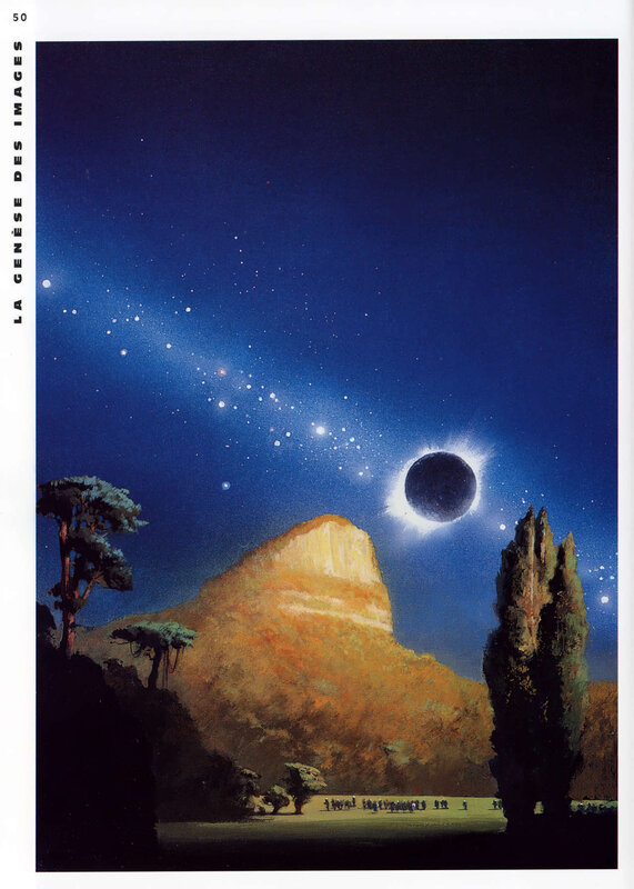 Eclipse over a rocky landscape