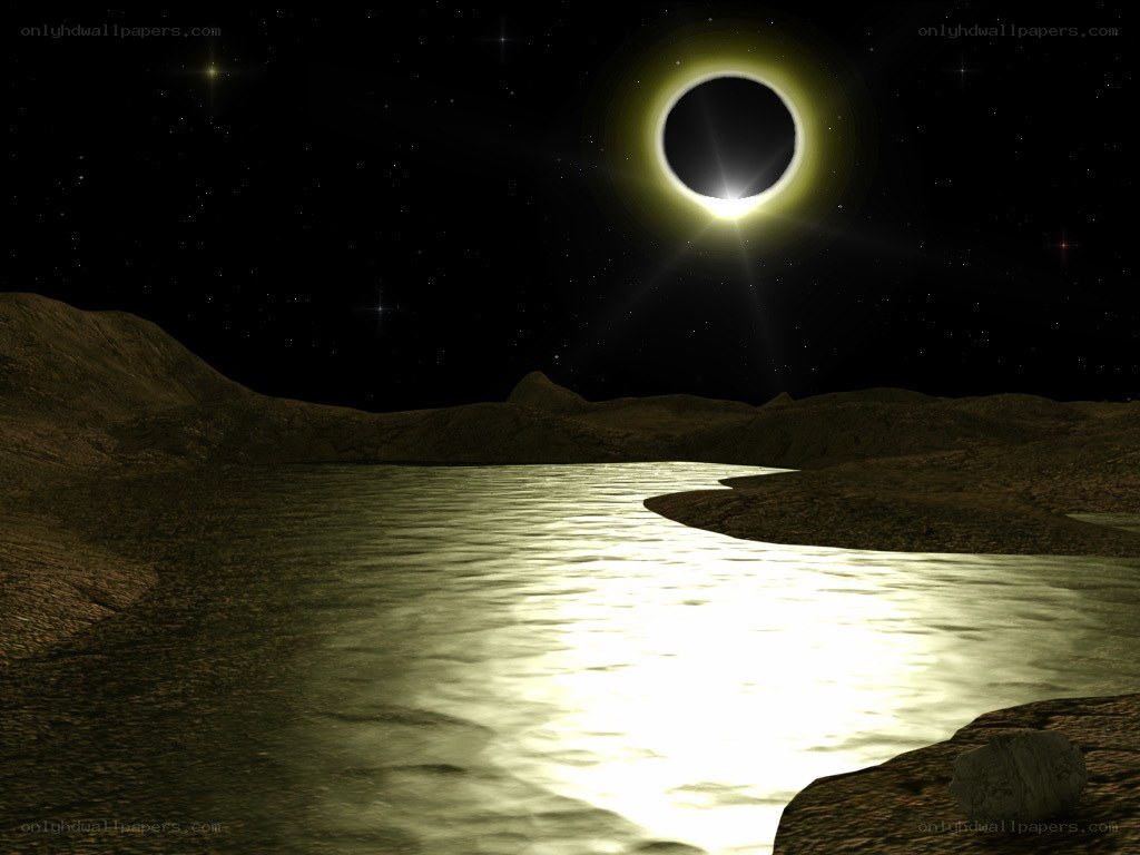 Eclipse over alien river