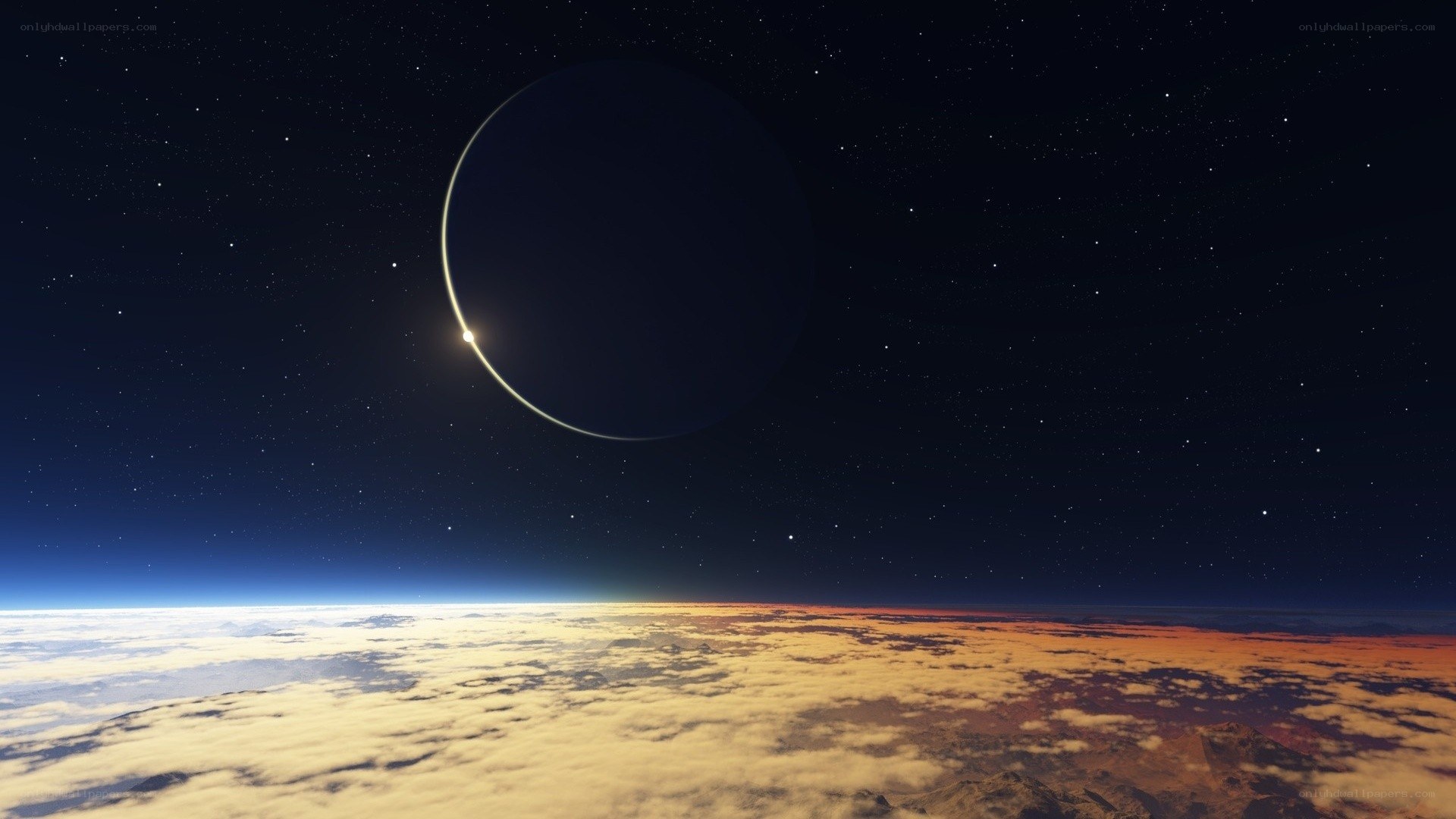 Eclipse over Earth from space