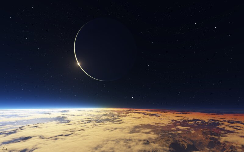 Eclipse over Earth from space