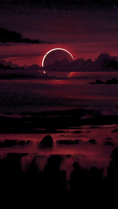 Eclipse over Icy Landscape
