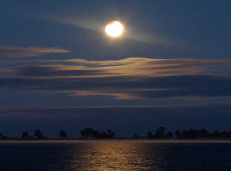 Eclipse over Lake — Blue