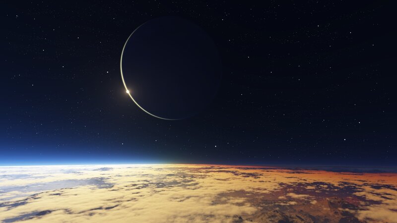 Eclipse over Planet — Blue, Serene