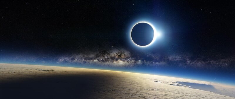 Eclipse over Planet Earth — Blue, Dramatic