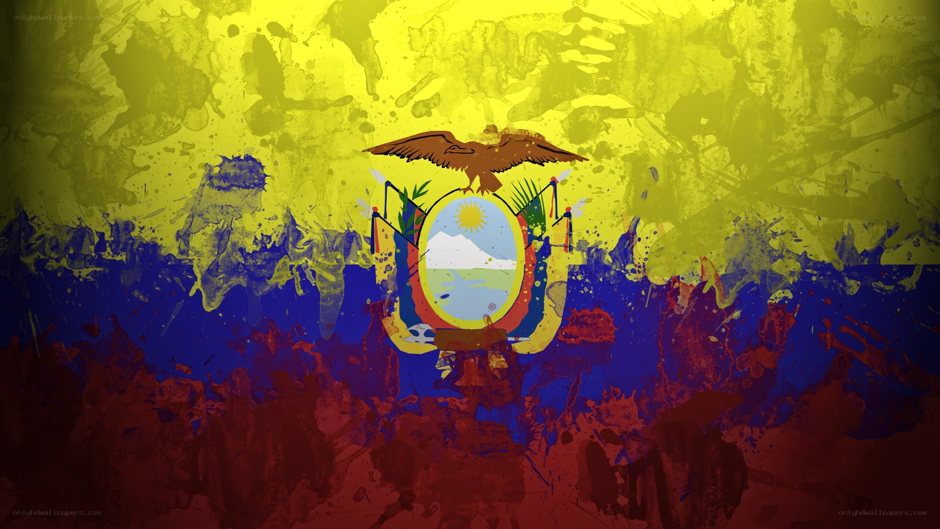 Ecuador flag with artistic splatter