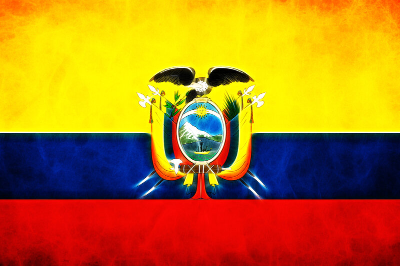 Ecuador flag with coat of arms