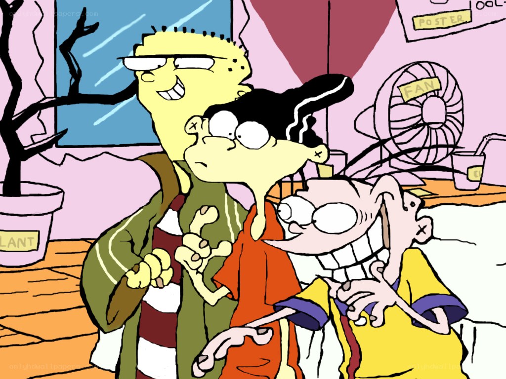 Ed, Edd, and Eddy in a room