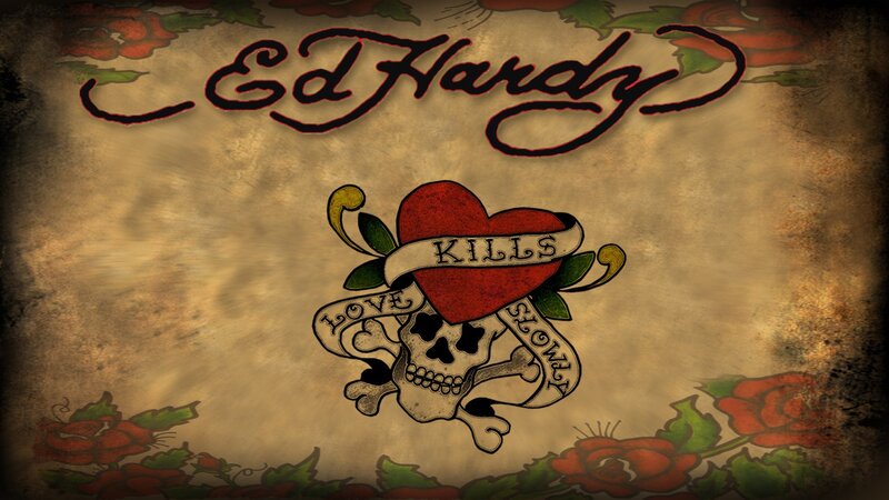 Ed Hardy logo with heart and skull
