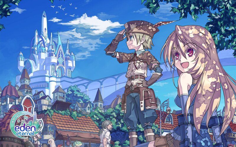 Eden Eternal characters in a fantasy town