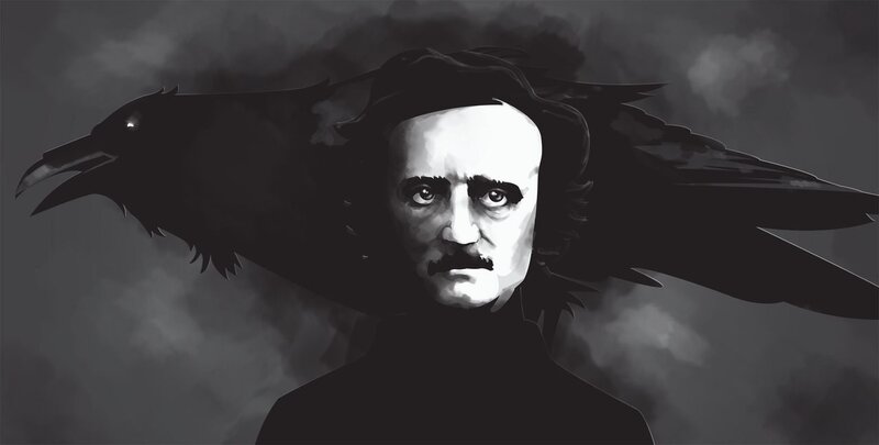 Edgar Allan Poe with raven
