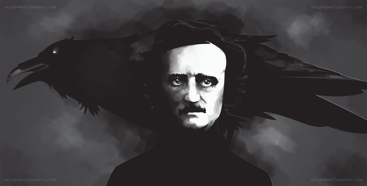 Edgar Allan Poe with raven