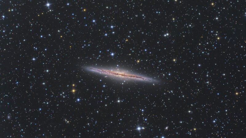 Edge-on Spiral Galaxy — Black, Serene, Night