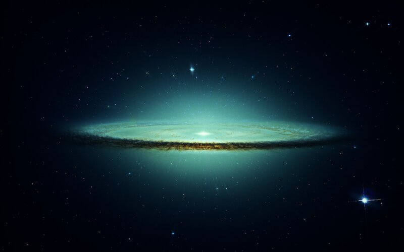 Edge-on Spiral Galaxy — Black, Serene