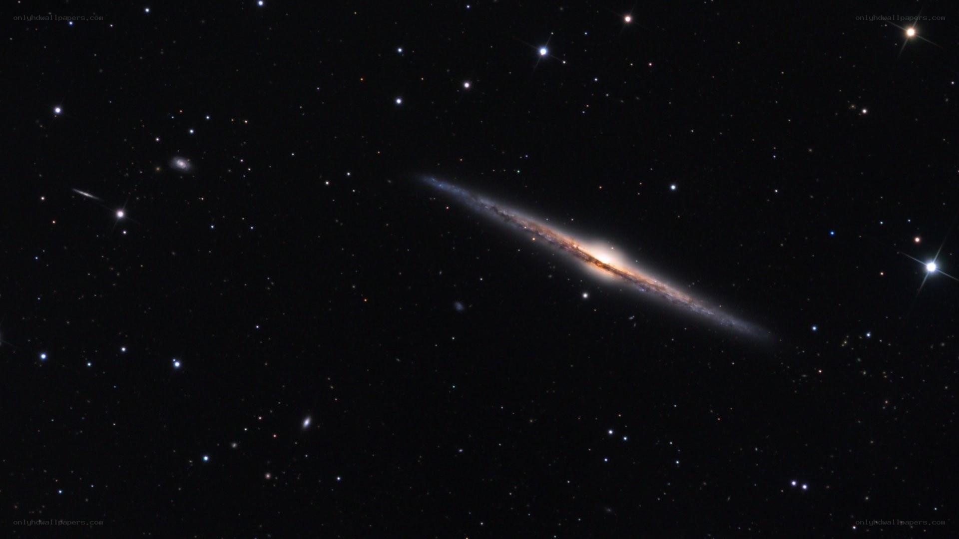 Edge-on spiral galaxy in deep space