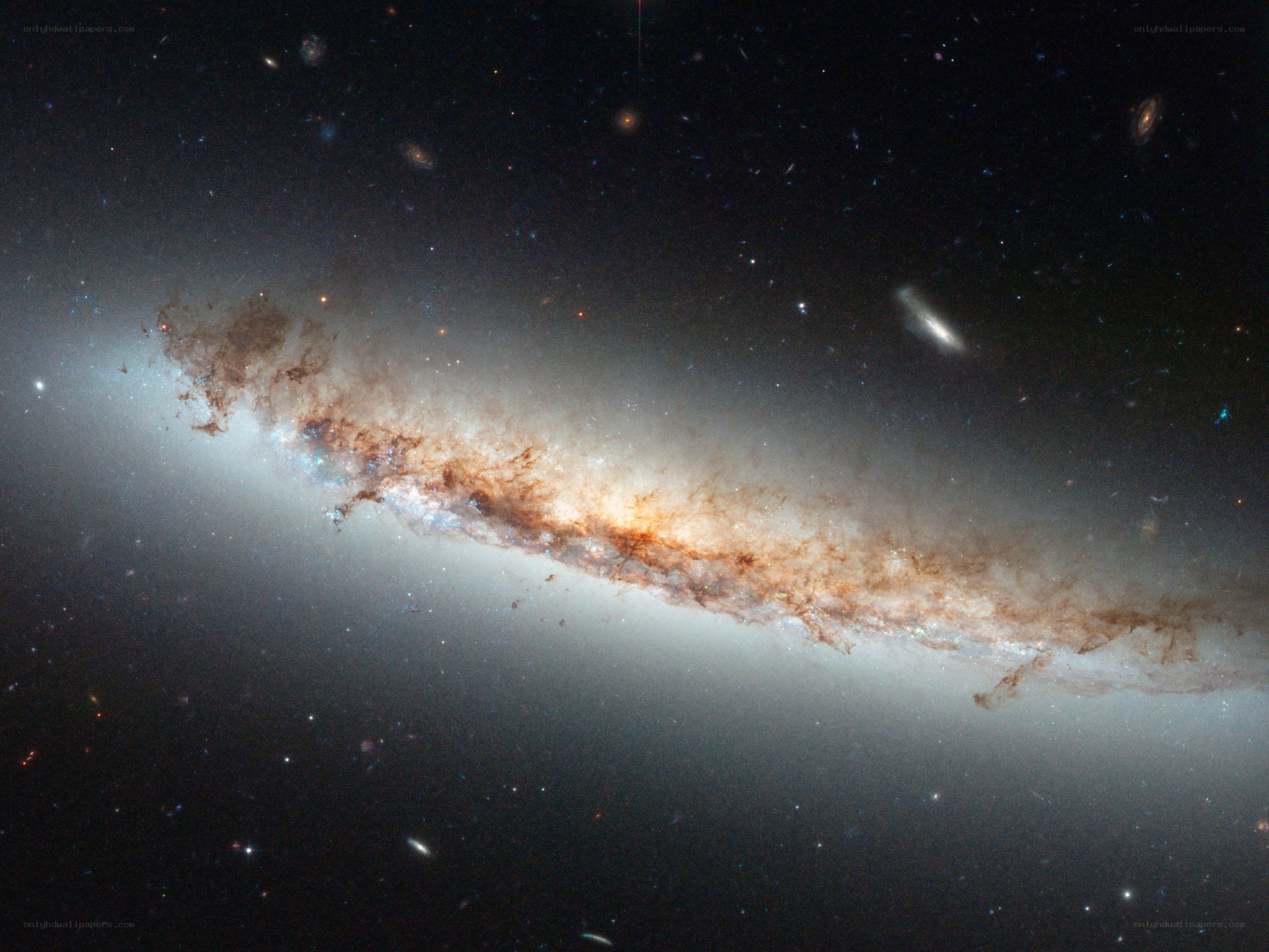 Edge-on spiral galaxy in deep space