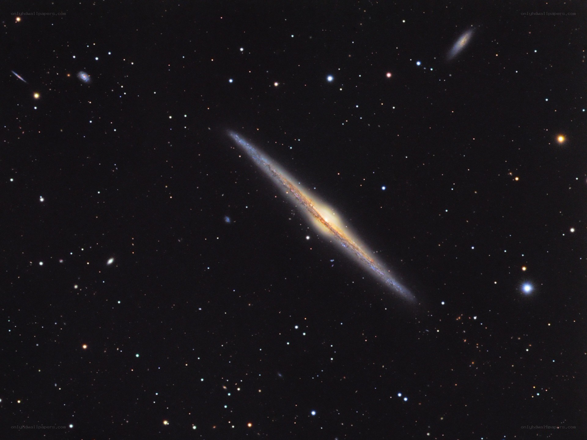 Edge-on spiral galaxy in deep space