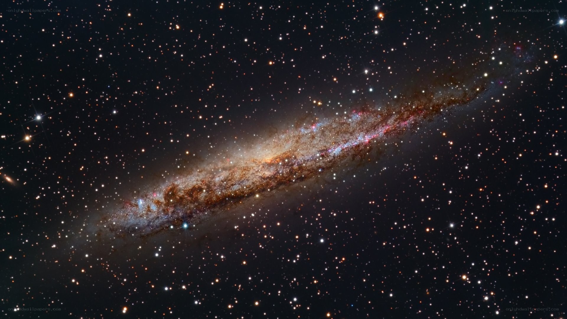 Edge-on spiral galaxy in deep space