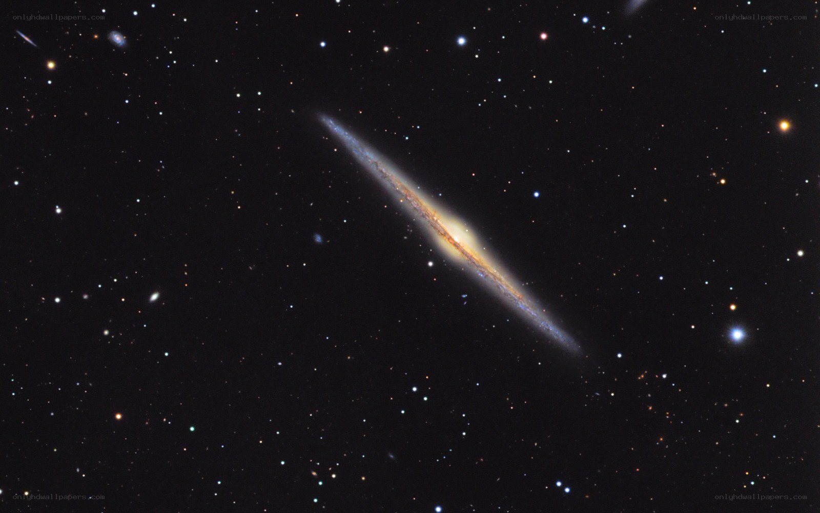 Edge-on spiral galaxy in deep space