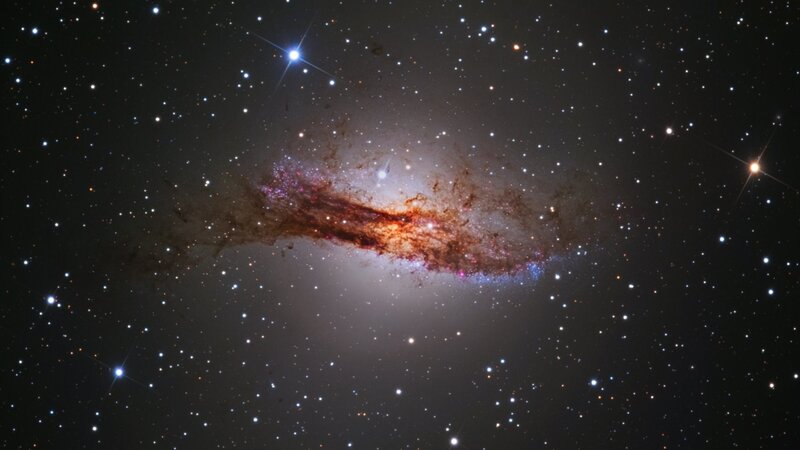 Edge-on spiral galaxy in space