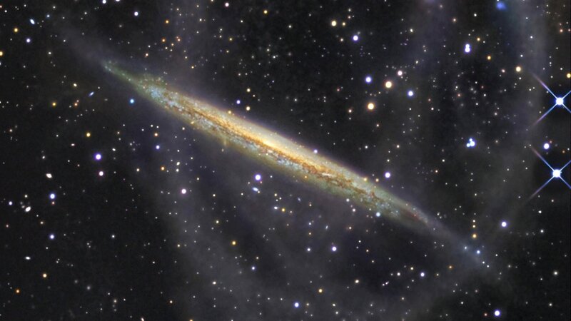 Edge-on spiral galaxy in space