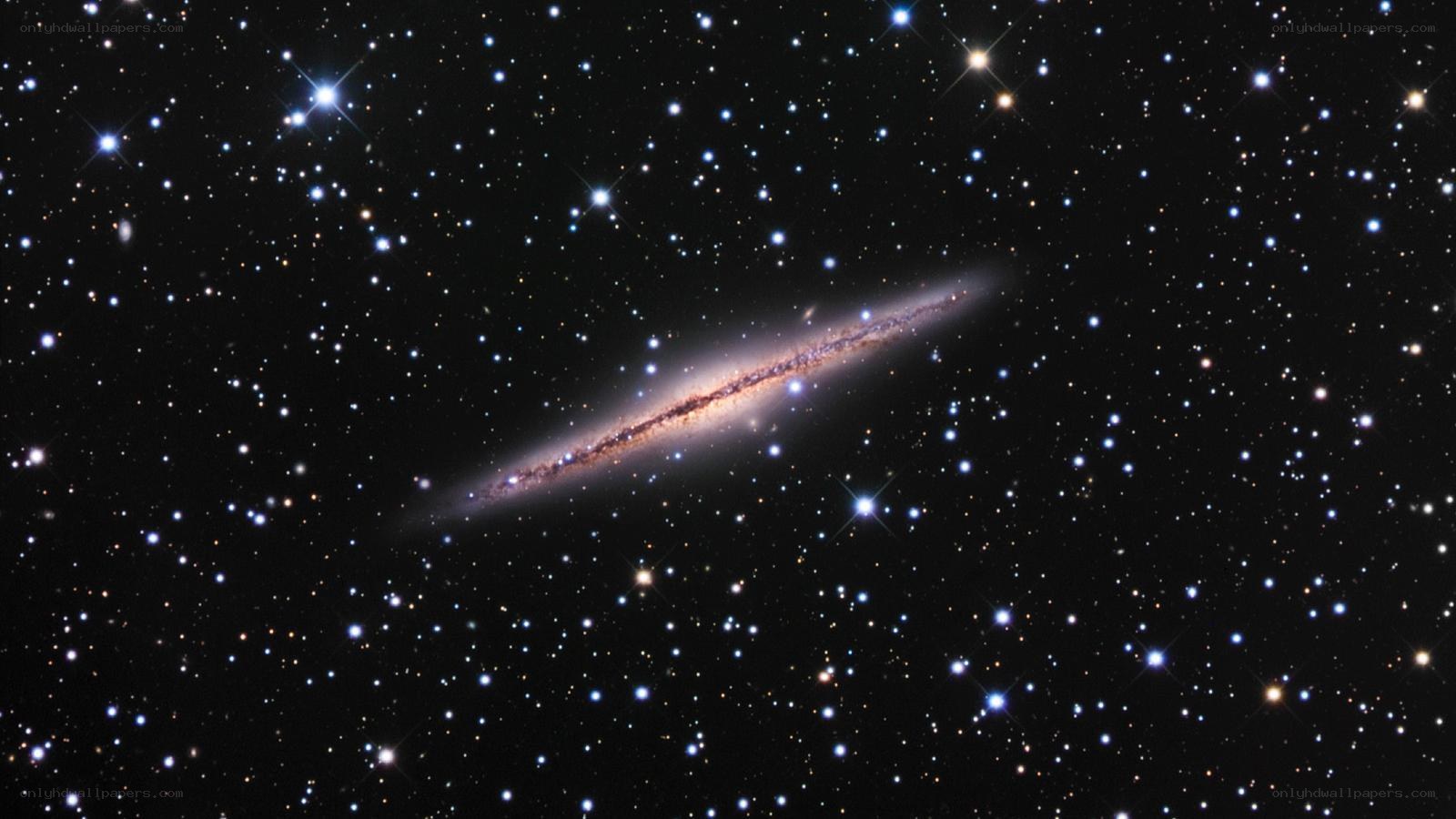Edge-on spiral galaxy in space
