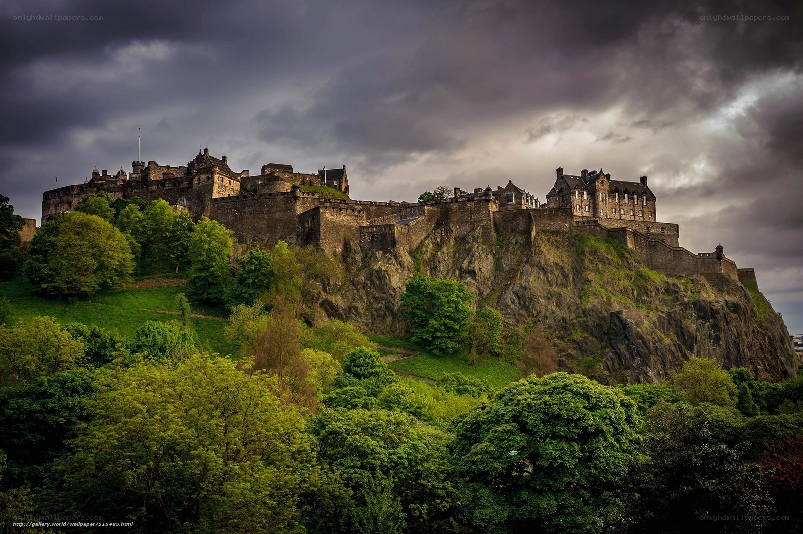 Edinburgh Castle under stormy sky