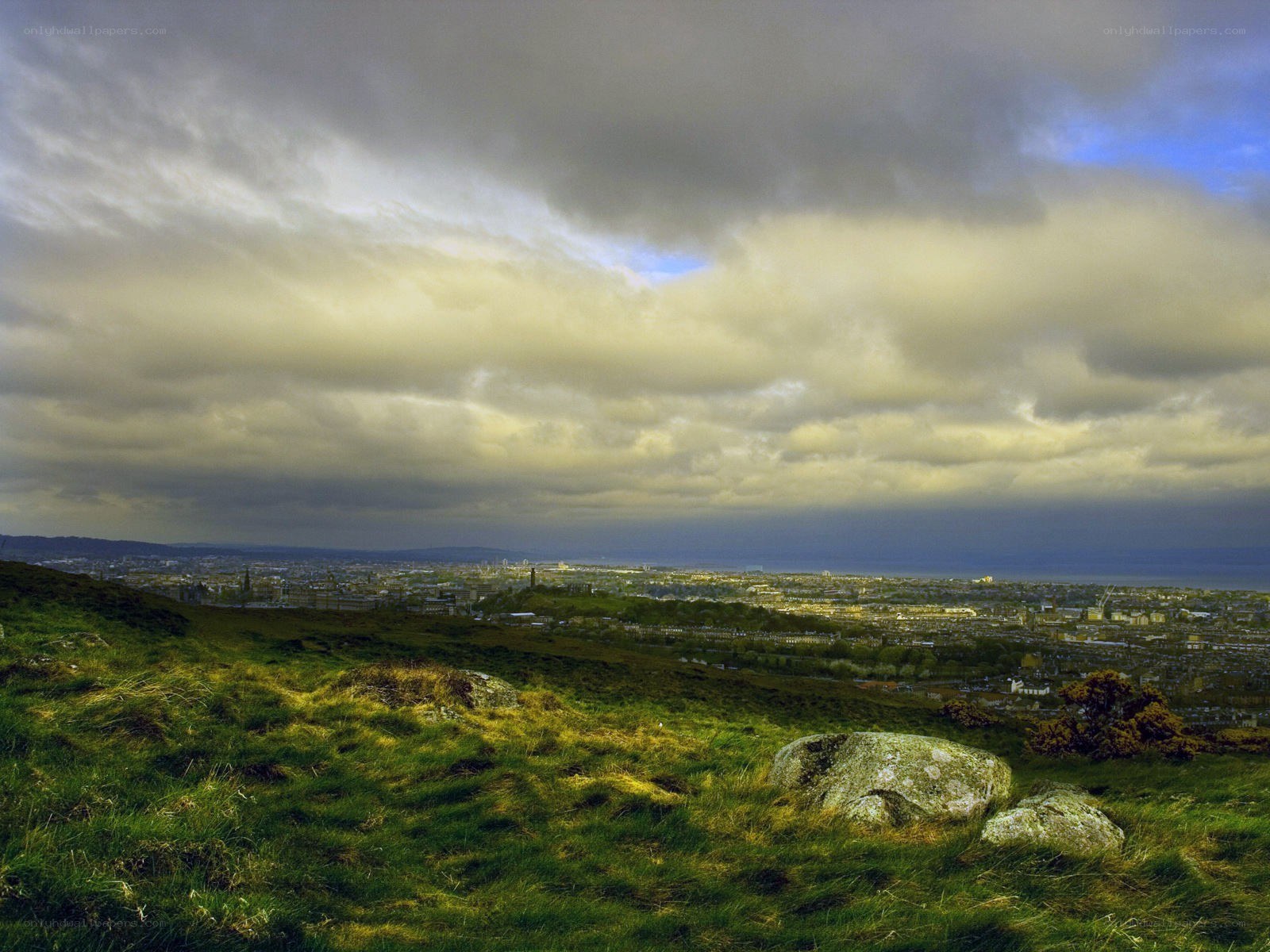 Edinburgh city view from a hill