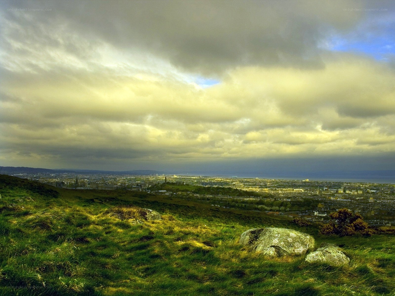 Edinburgh city view from hill