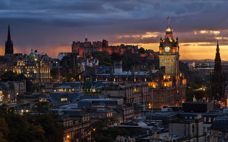 Edinburgh Cityscape at Dusk — Purple